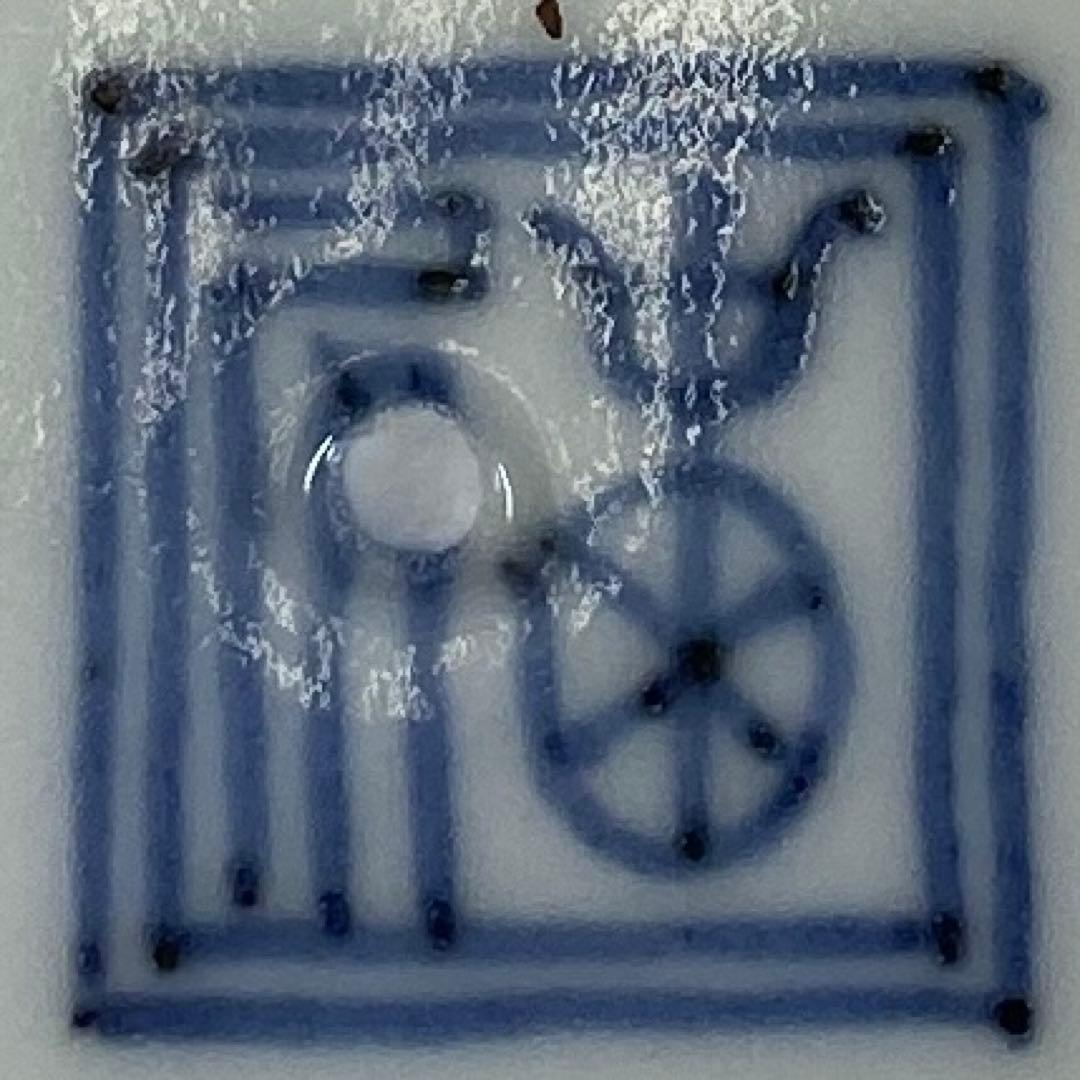 江戸中期　藍柿右衛門　龍図角皿　幅12.5㎝　タエチ　東な7-0215☆2F