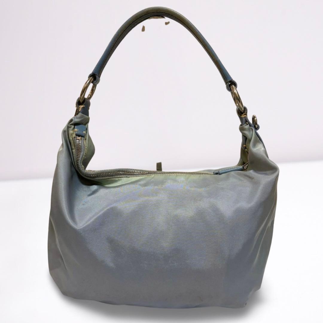 【正規品】プラダ PRADA ワンショルダー 三日月型 ナイロン×レザー グレー