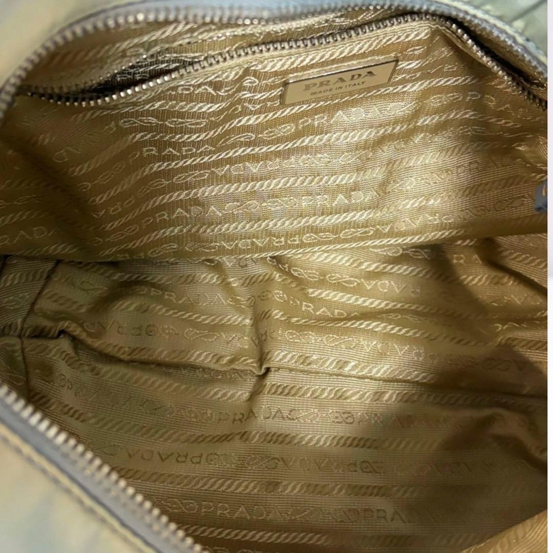 【正規品】プラダ PRADA ワンショルダー 三日月型 ナイロン×レザー グレー