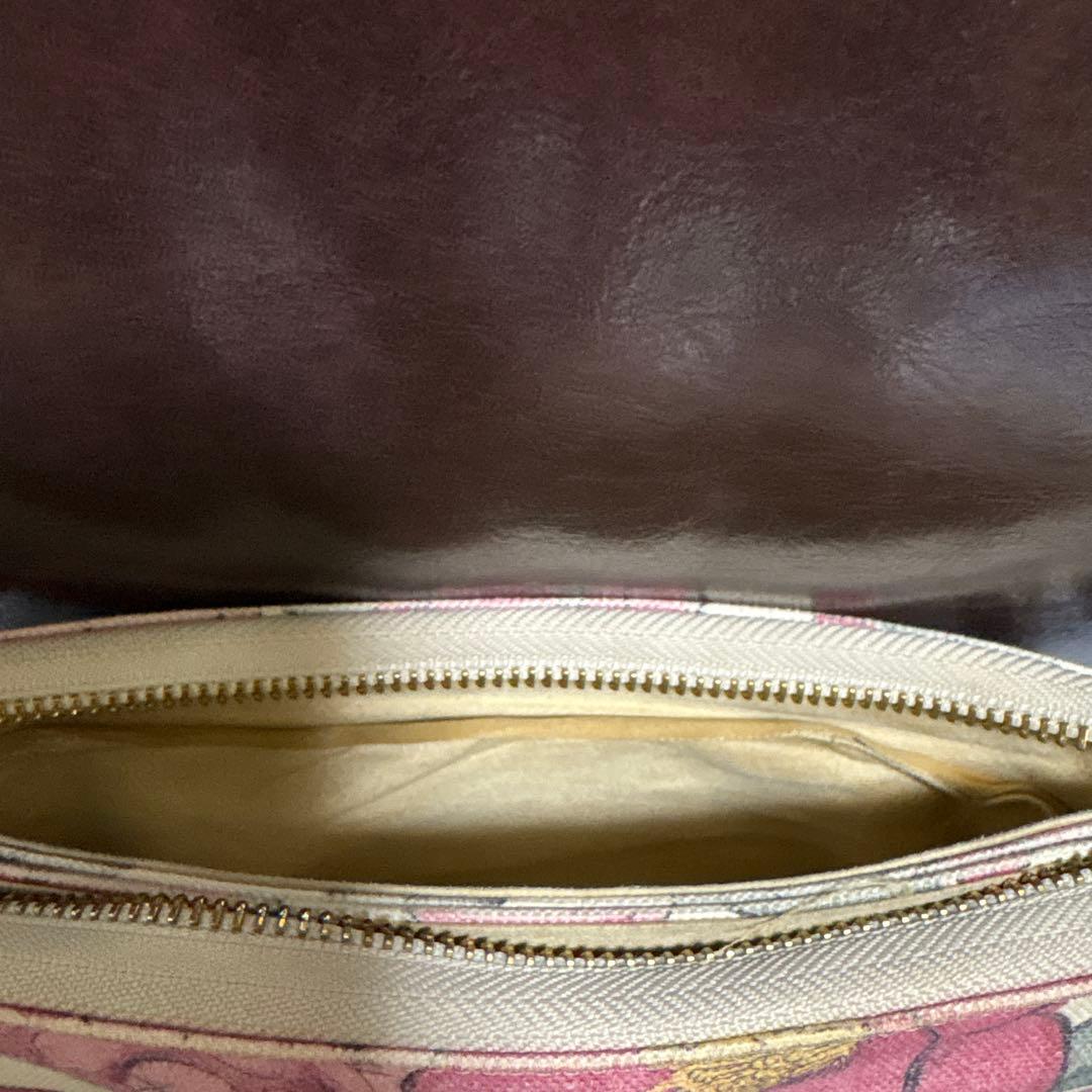 ATAO カメリア柄　ブーブー長財布 ショルダーストラップ、ハンドストラップ付き