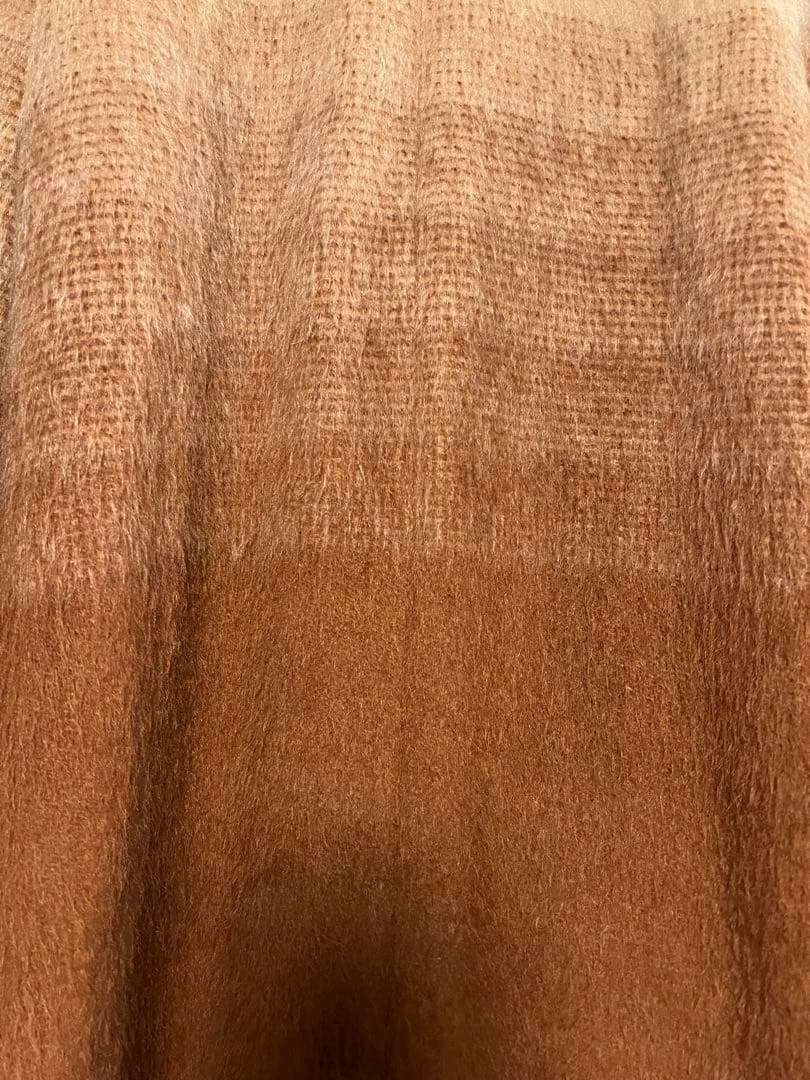 Hooked vintage ブラウングラデーションロングウールコート