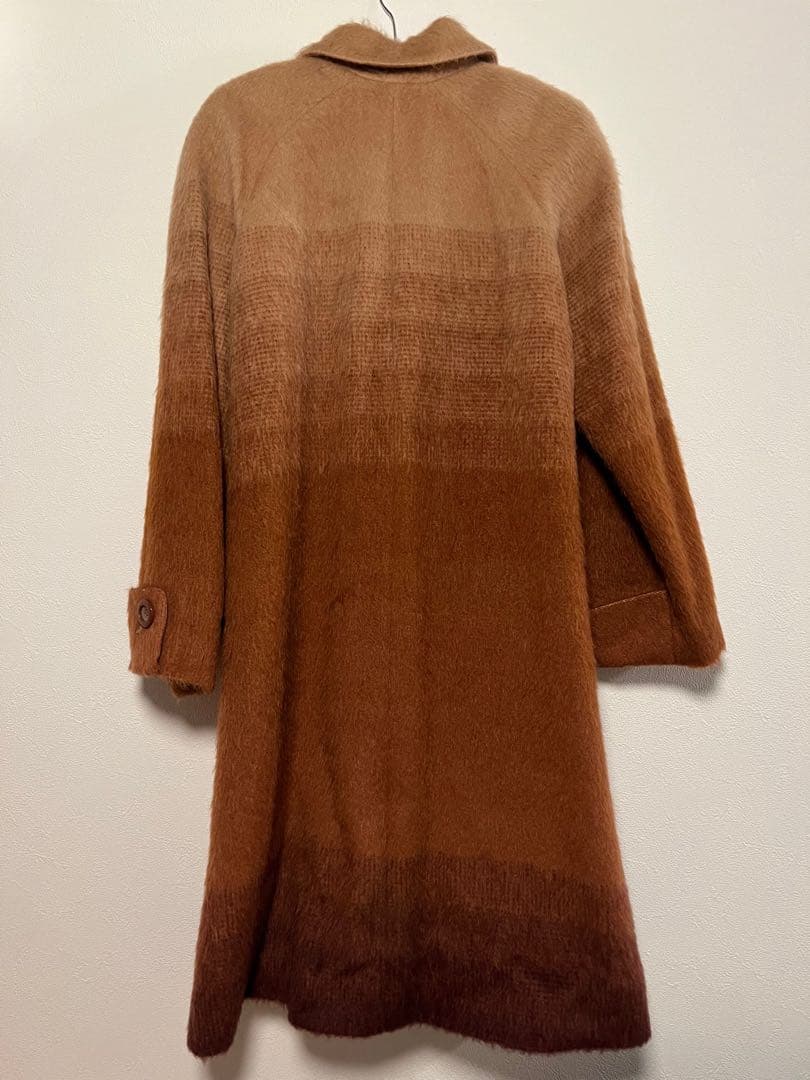 Hooked vintage ブラウングラデーションロングウールコート