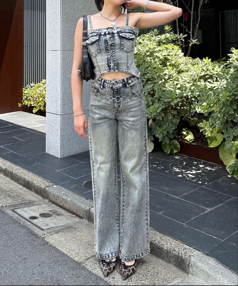 SPIRALGIRL デニムビスチェオールインワン