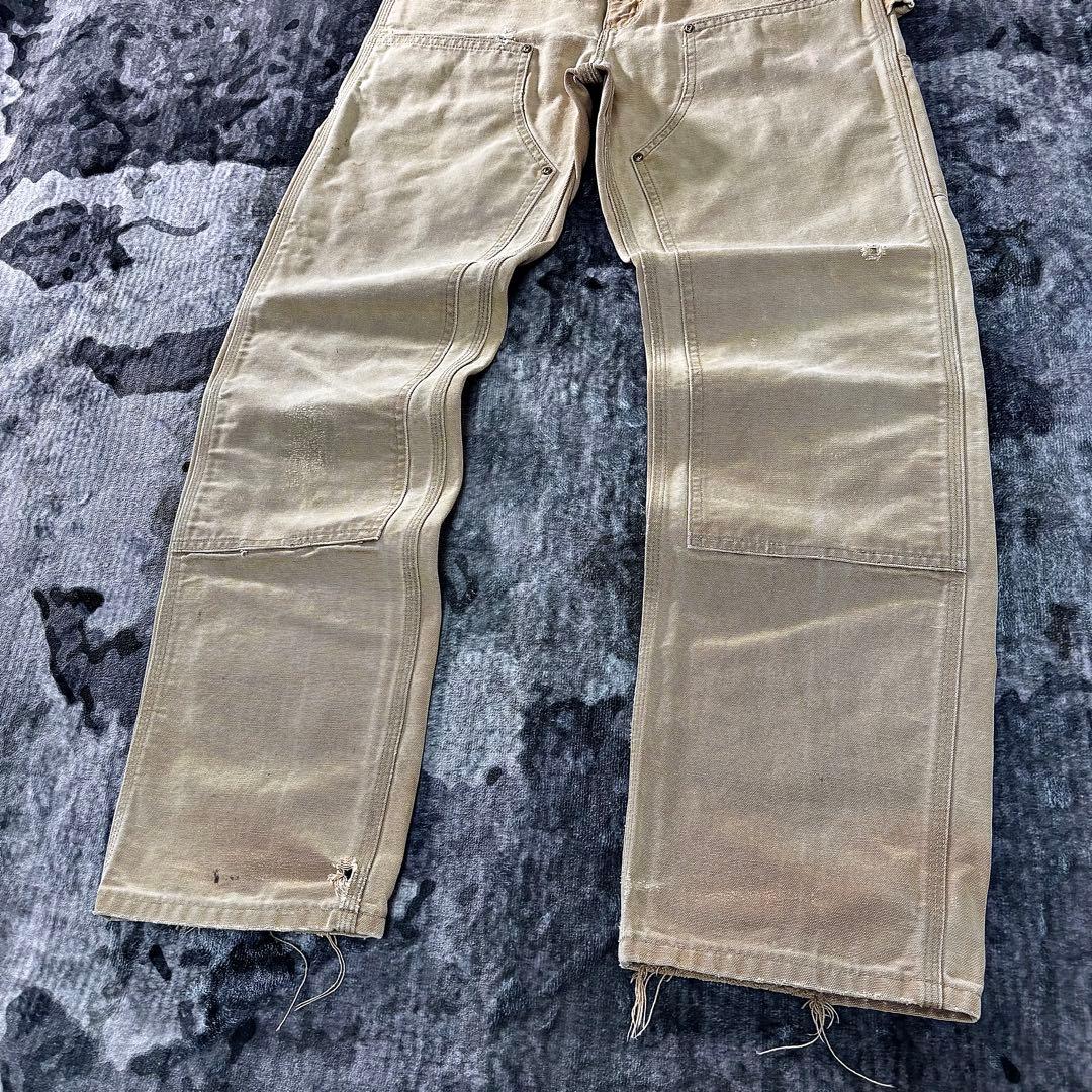 USA製 カーハート ダブルニー くすみベージュ 雰囲気抜群 良フェード 一点物