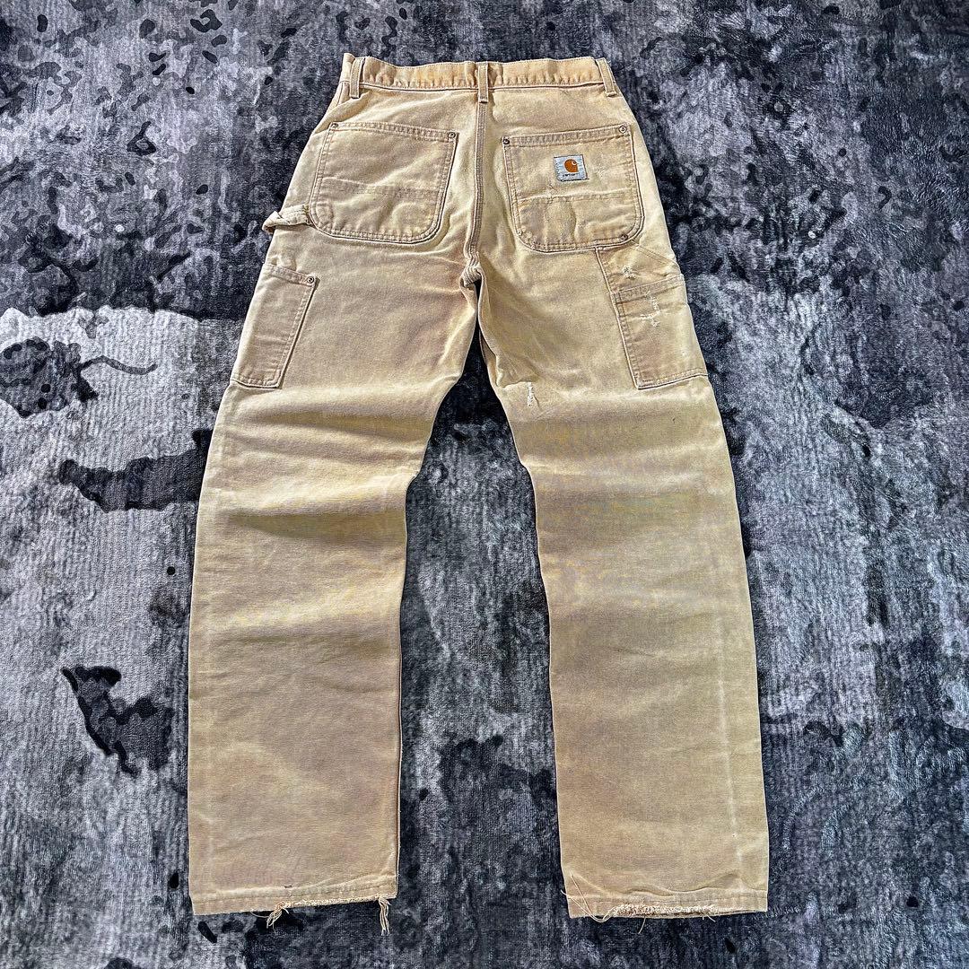 USA製 カーハート ダブルニー くすみベージュ 雰囲気抜群 良フェード 一点物