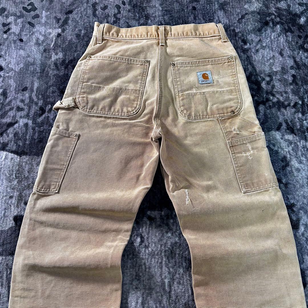 USA製 カーハート ダブルニー くすみベージュ 雰囲気抜群 良フェード 一点物