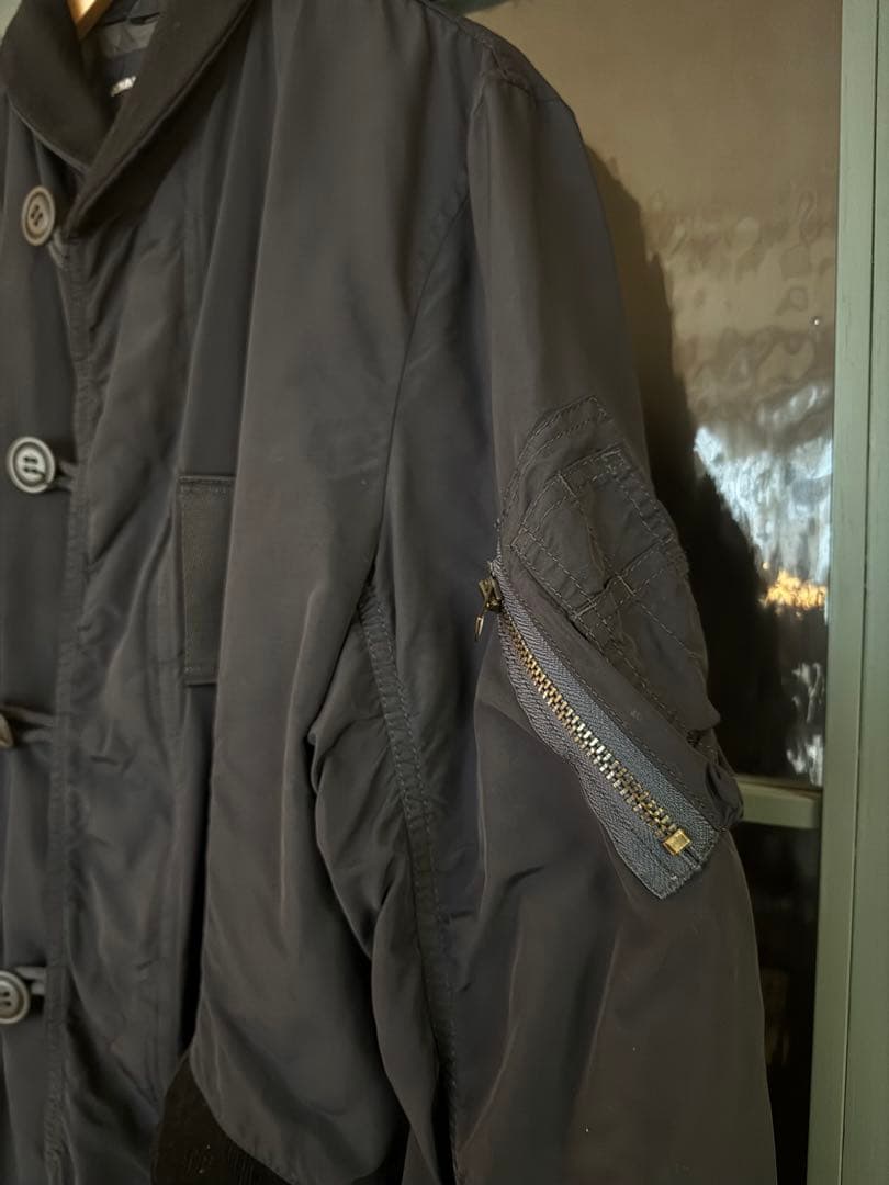 コムデギャルソンオム ネイビー 製品染ナイロンコート S 美品