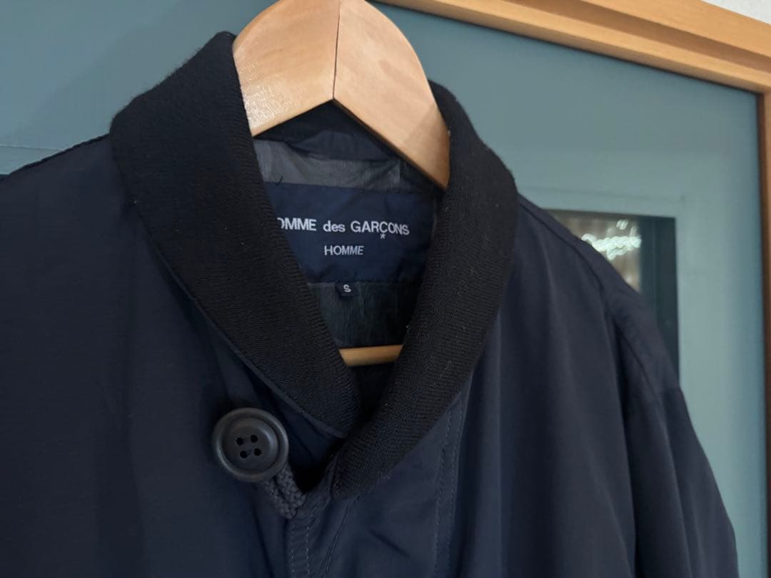 コムデギャルソンオム ネイビー 製品染ナイロンコート S 美品