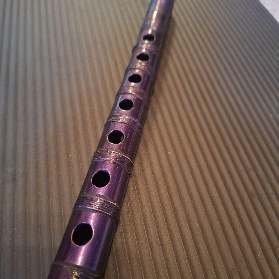 7月限定値下げ！篠笛　古典調　五本調子　７穴　 総巻き　パープルメタリック