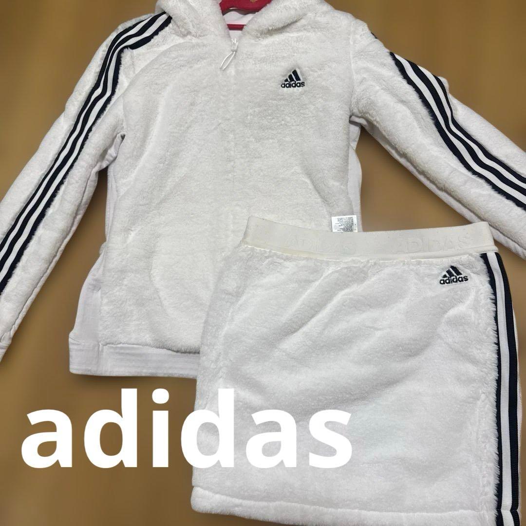 adidas ゴルフ 3点セット モコモコ フリースセットアップ＋ロゴ付レギンス