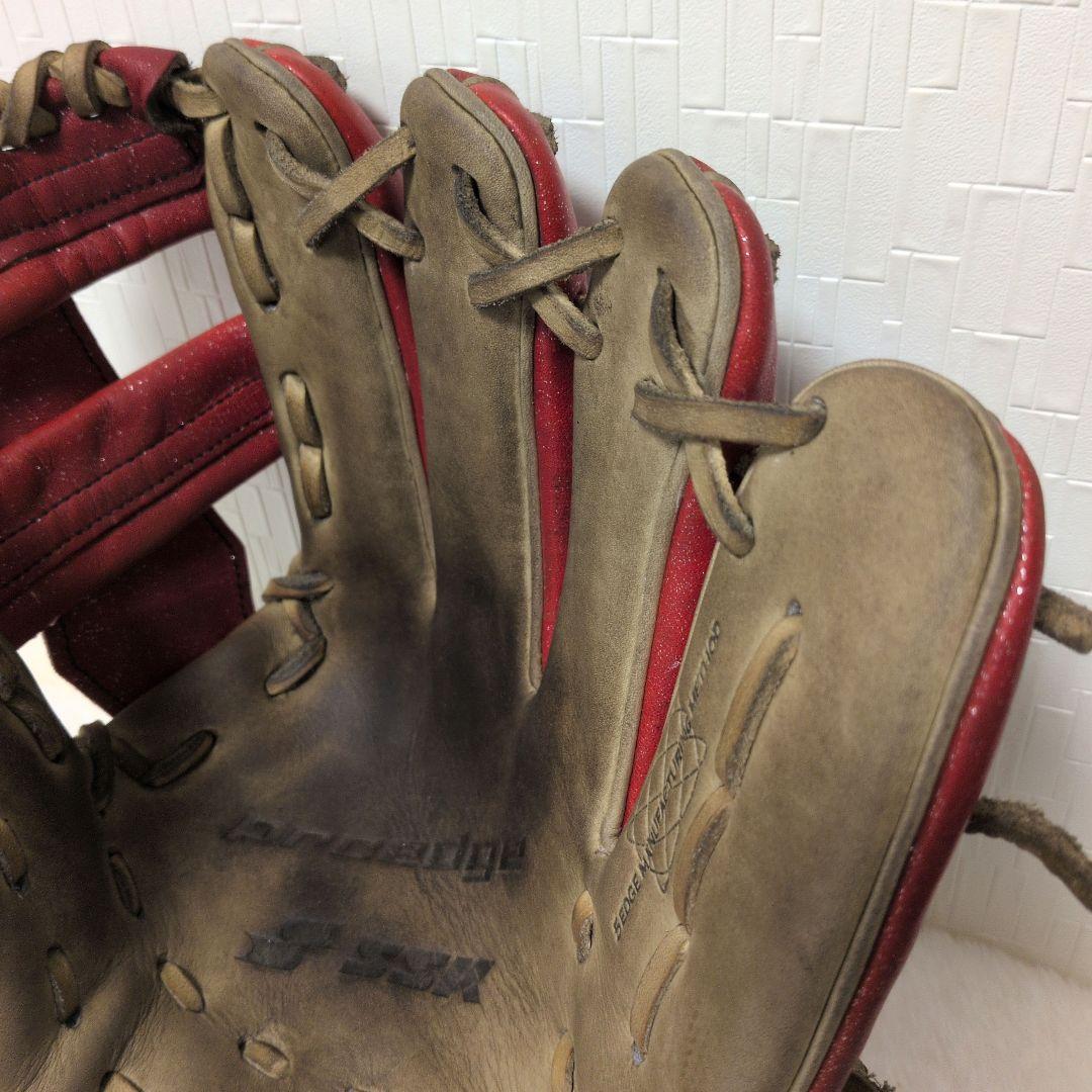 即戦力♡SSK最高峰【プロエッジ 】軟式 内野手用 グローブ 赤ラメ×ベージュ