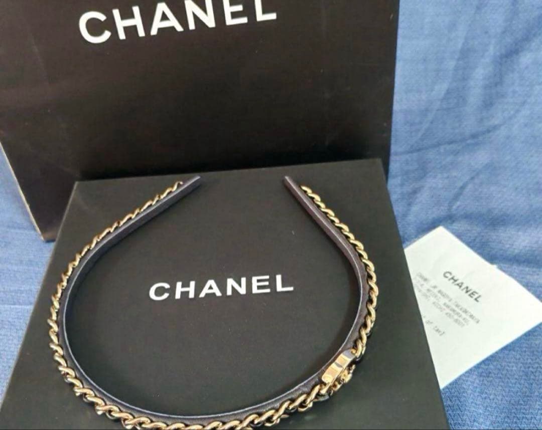 CHANEL ゴールド ブラック ヘアバンド