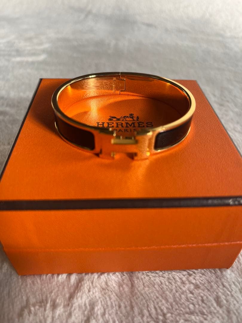 HERMES エルメス クリック　バングル黒×イエローゴールド