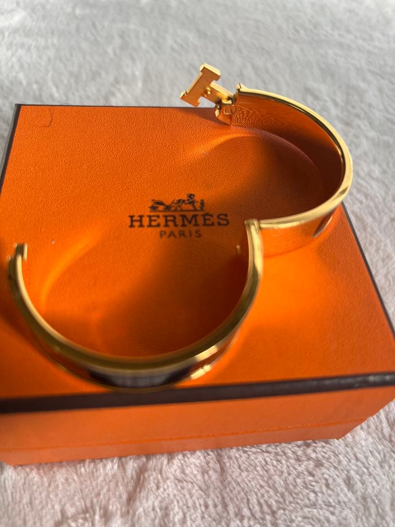 HERMES エルメス クリック　バングル黒×イエローゴールド