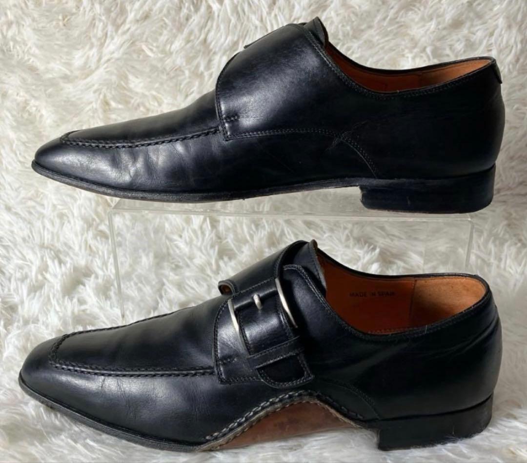 美品 MAGNANNI マグナーニ モンクストラップ 黒 レザー 革靴 約25㎝