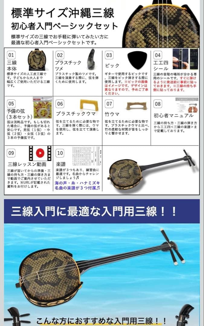 三線 初心者セット｜ほぼ未使用｜付属品一式あり