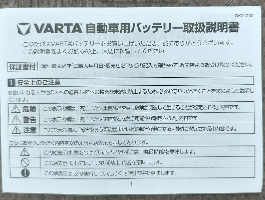 新品・未使用Varta バルタ カーバッテリー LN3 570 901 076