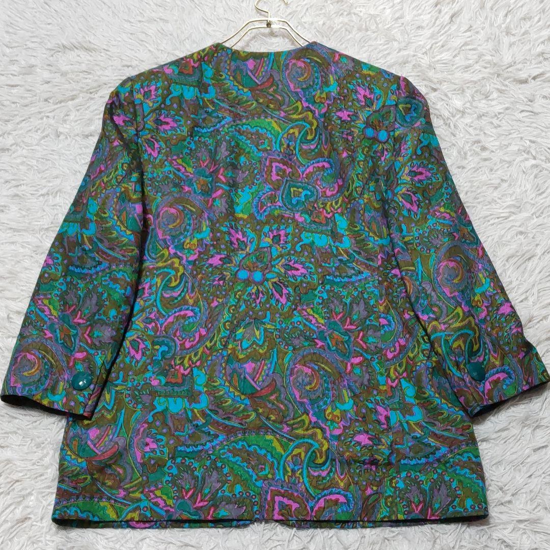 超美品 ミセス グラマージバンシィ　2L　シルク・ウール　ノーカラージャケット