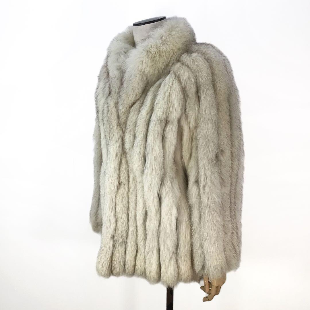 ミドルコート 毛皮コート フォックスファー アウター リアルファー オフホワイト