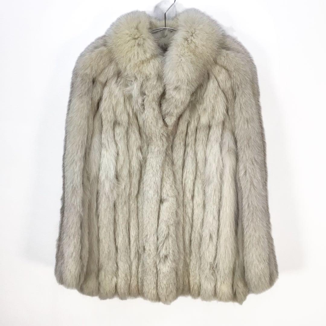 ミドルコート 毛皮コート フォックスファー アウター リアルファー オフホワイト