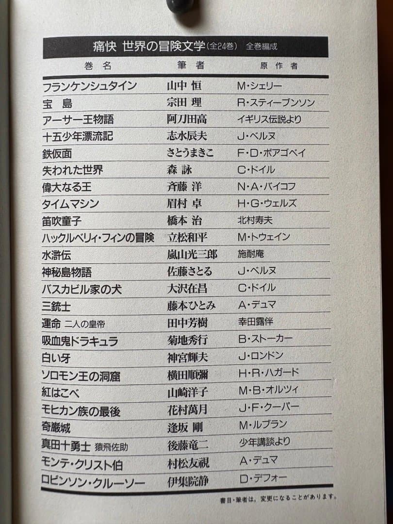 世界の冒険文学　全24巻　講談社