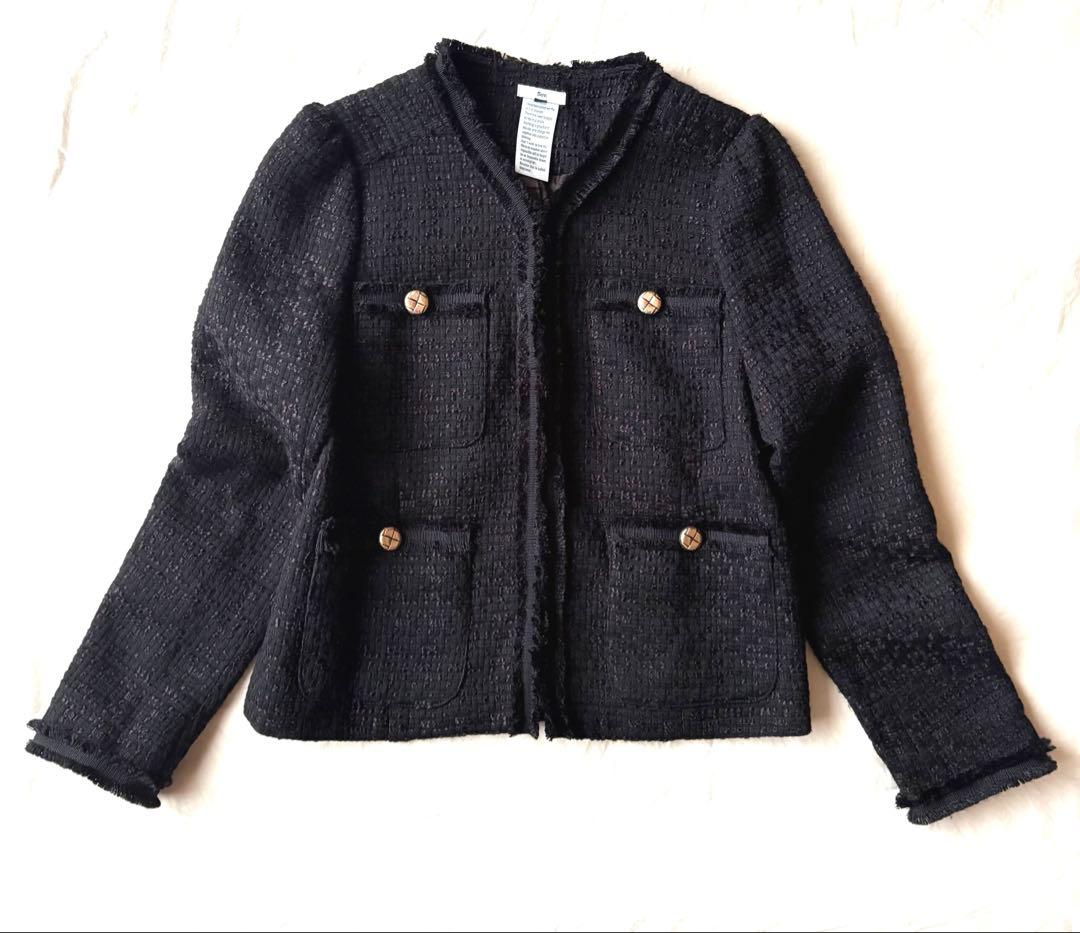 完売 極美品 Sov. ツイードノーカラージャケット 36 ダブスタ 神崎恵愛用