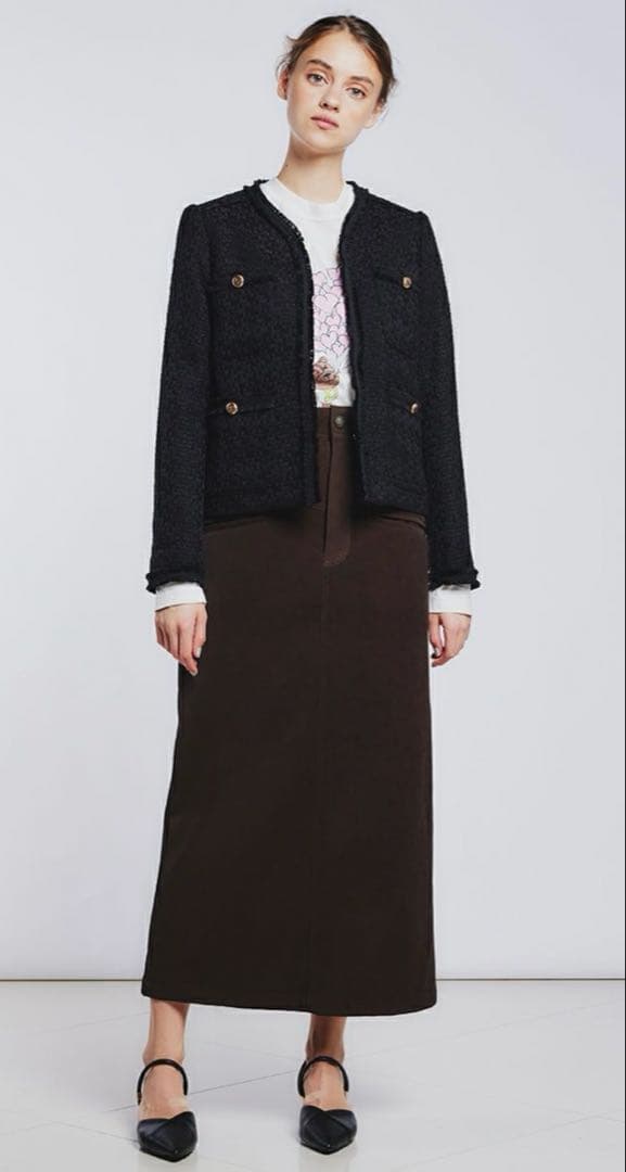 完売 極美品 Sov. ツイードノーカラージャケット 36 ダブスタ 神崎恵愛用