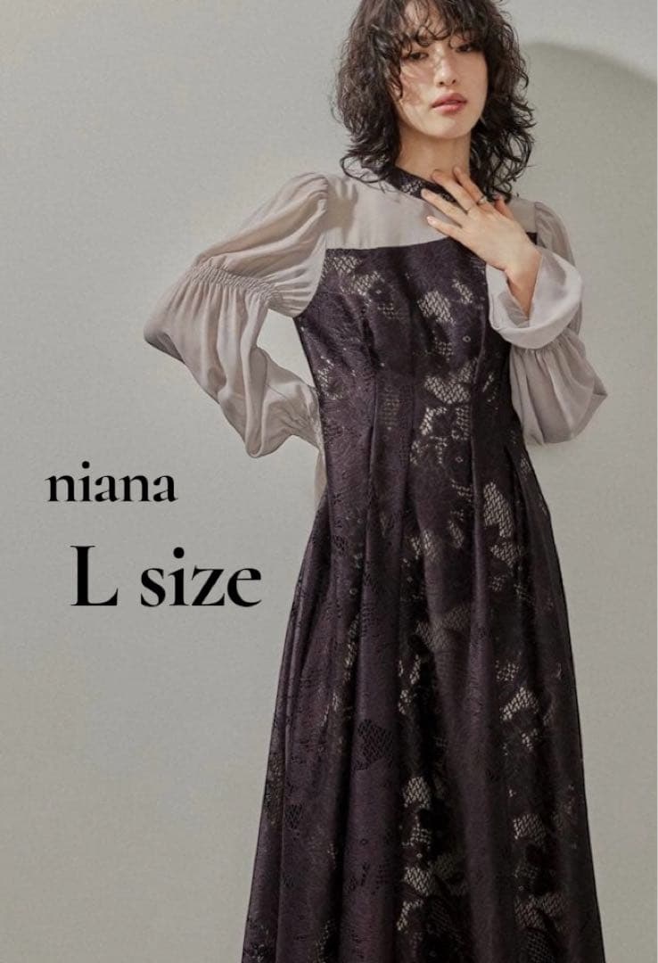 【超美品】アシンメトリータックドレス niana Lサイズ 本日即日発送可能です