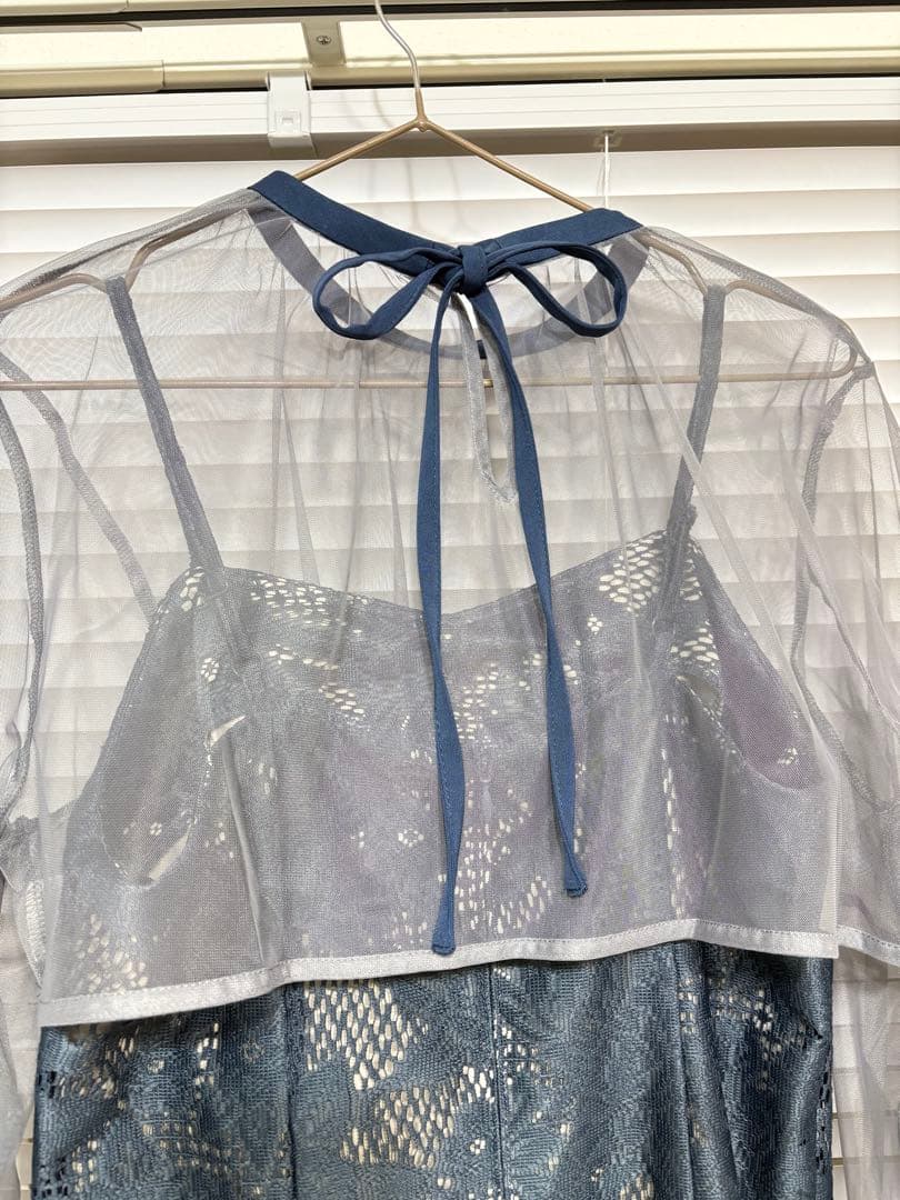 シフォンボレロセットメニーウエイドレス　ブルー　オケージョン　結婚式　お呼ばれ