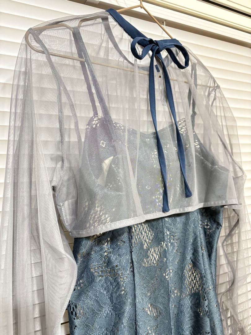 シフォンボレロセットメニーウエイドレス　ブルー　オケージョン　結婚式　お呼ばれ