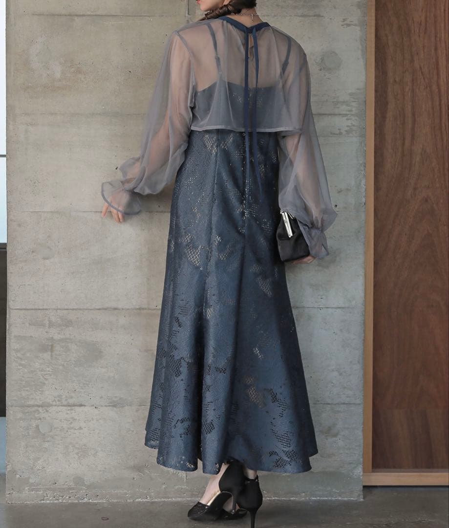 シフォンボレロセットメニーウエイドレス　ブルー　オケージョン　結婚式　お呼ばれ