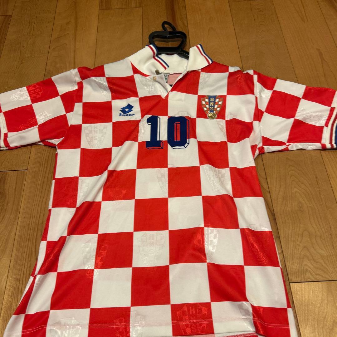 Lotto サッカーシャツ 赤白 チェッカー 10 クロアチア代表　ボバン