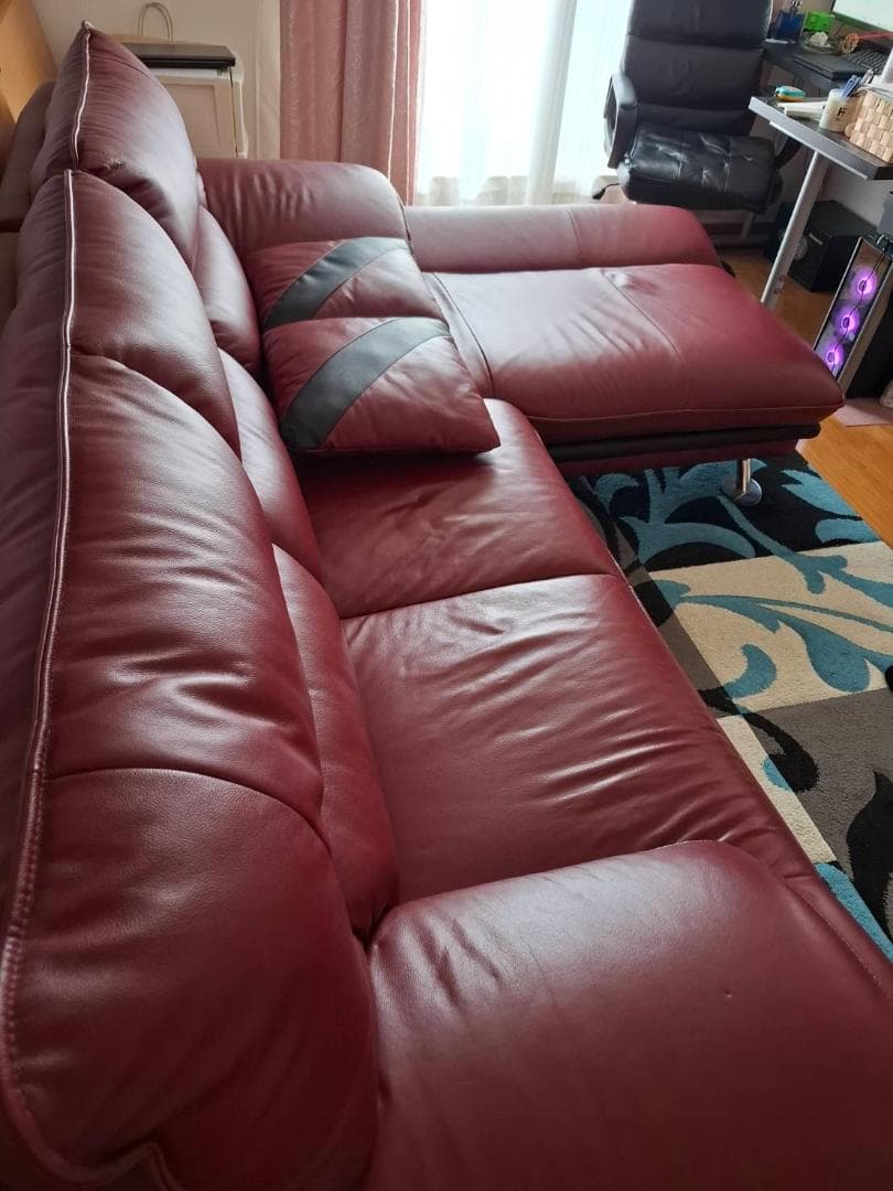 【送コミor5000】自走持ち帰り大方歓迎・左カウチソファーセット人気のレッド系