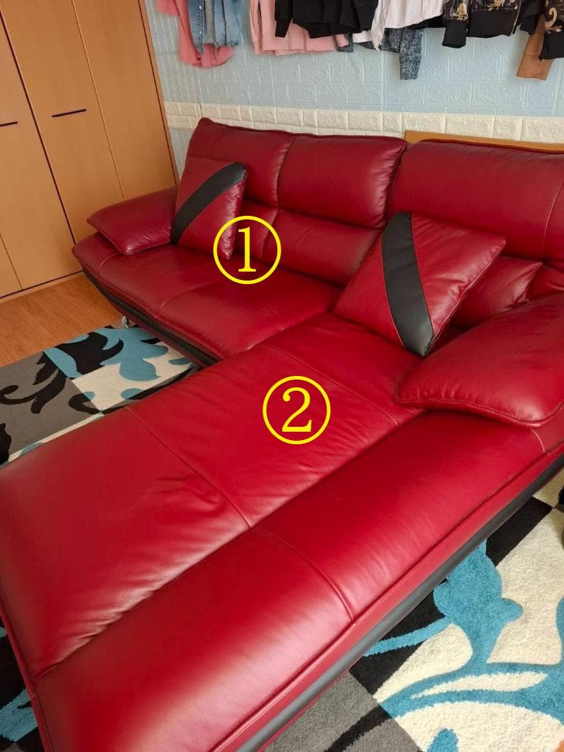 【送コミor5000】自走持ち帰り大方歓迎・左カウチソファーセット人気のレッド系