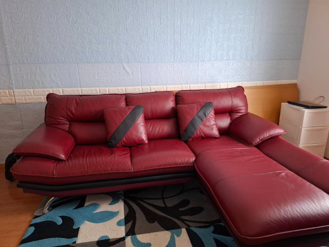 【送コミor5000】自走持ち帰り大方歓迎・左カウチソファーセット人気のレッド系