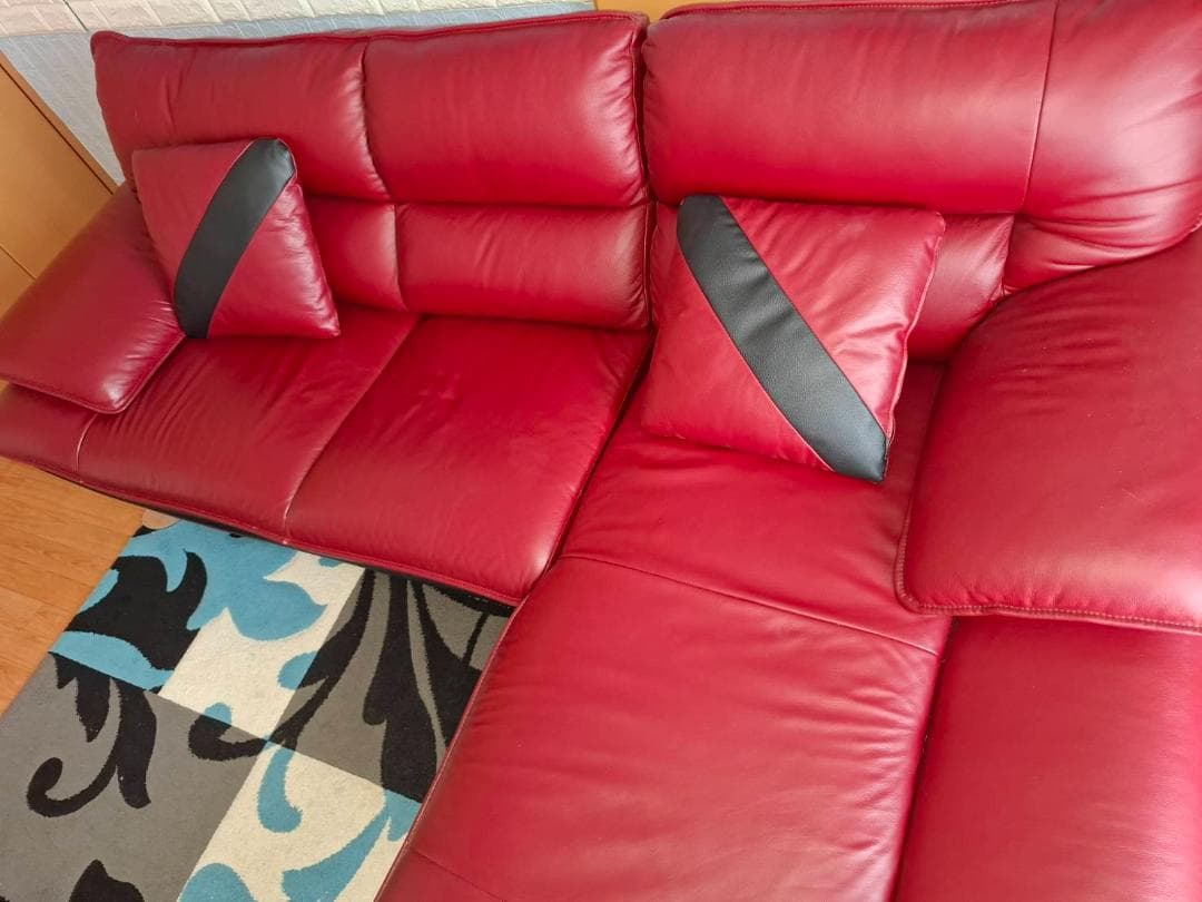 【送コミor5000】自走持ち帰り大方歓迎・左カウチソファーセット人気のレッド系