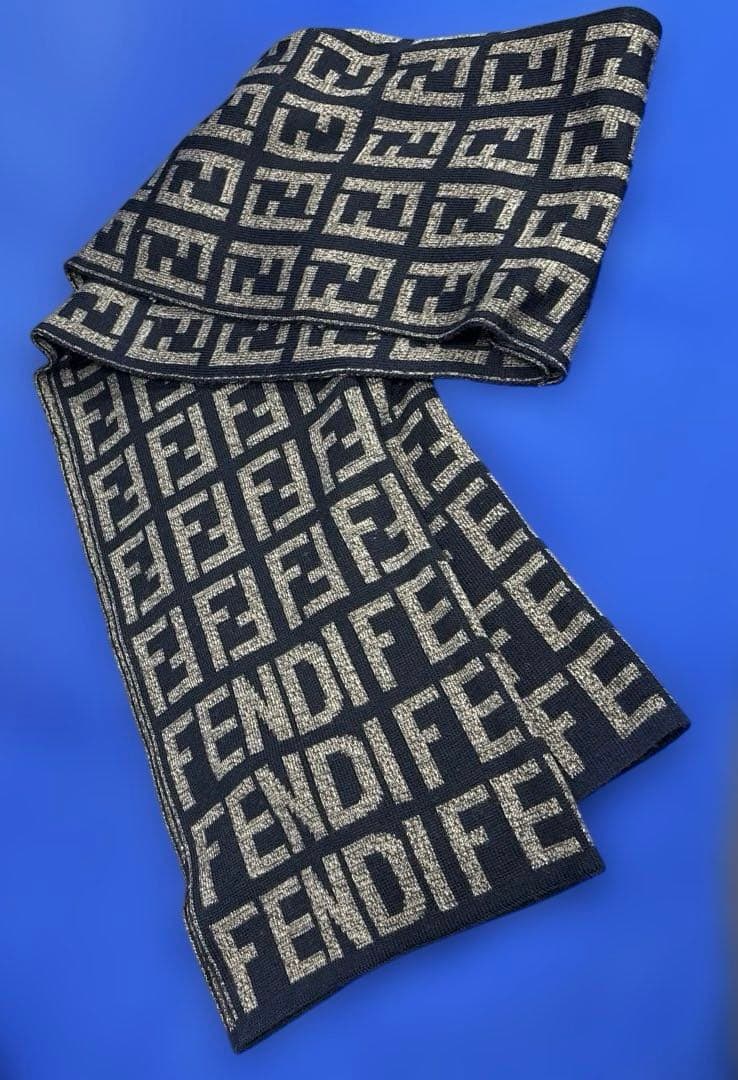 FENDI フェンディニットマフラー ズッカロゴパターン