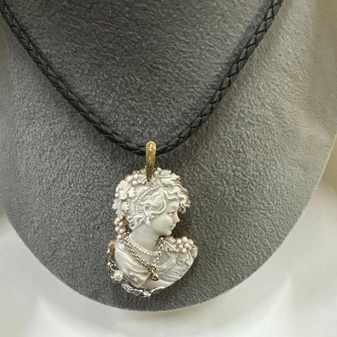 作家品 Ｋ１８ ＳＶ９２５ アコヤパール付き ペンダント