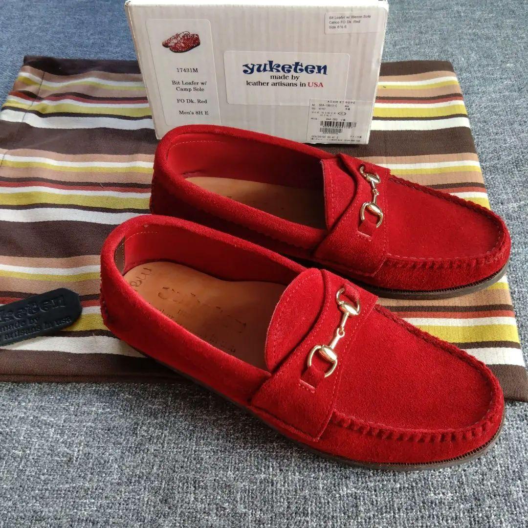 【YUKETEN】美品 Bit Loafer w/Camp Sole スエード赤