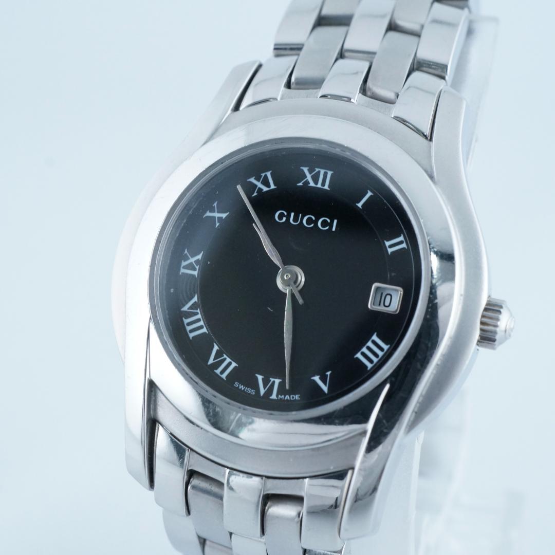 洗浄済み グッチ 5500L ブラック文字盤 レディース　箱付 稼働　保証書
