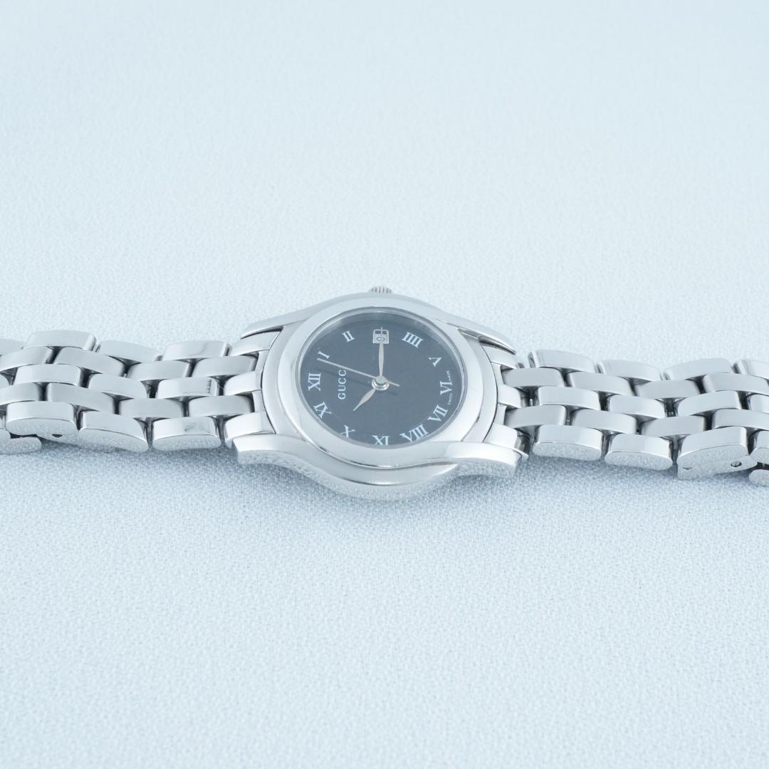 洗浄済み グッチ 5500L ブラック文字盤 レディース　箱付 稼働　保証書