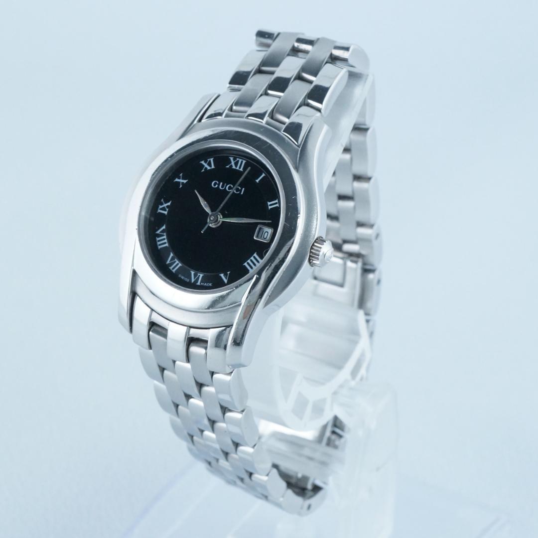 洗浄済み グッチ 5500L ブラック文字盤 レディース　箱付 稼働　保証書