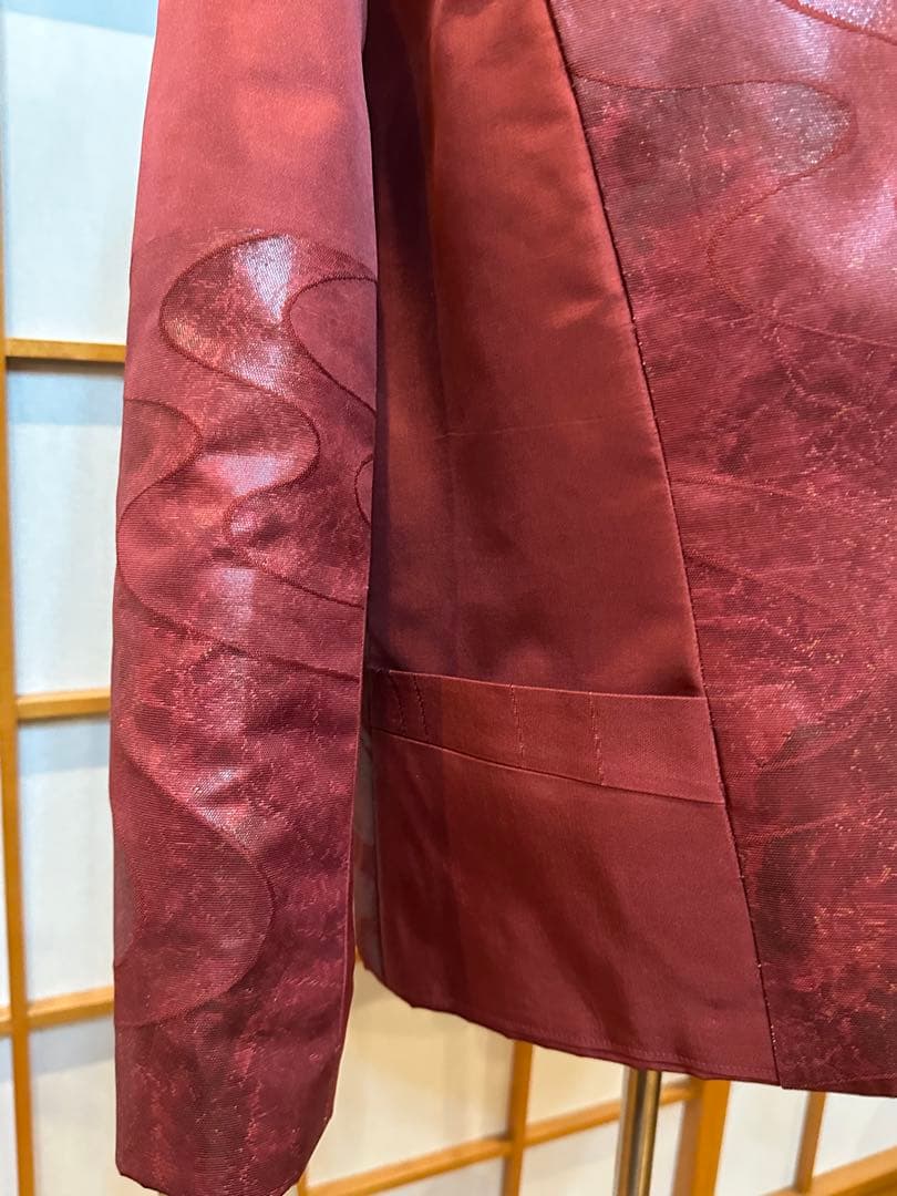 漆箔織の袋帯ジャケット　XLサイズ　ボルドー色