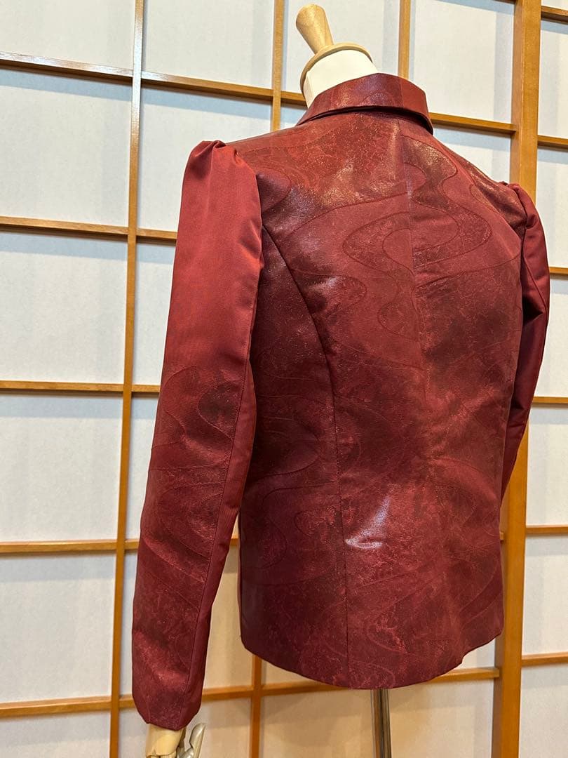 漆箔織の袋帯ジャケット　XLサイズ　ボルドー色