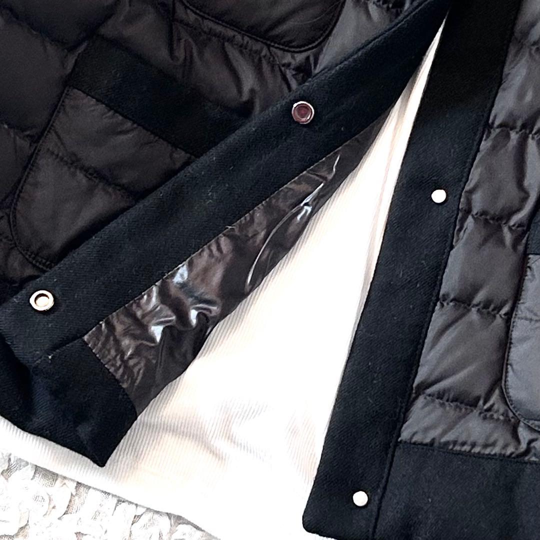 美品 ナノユニバース 西川ダウン ノーカラー ダウンジャケット 黒 nano