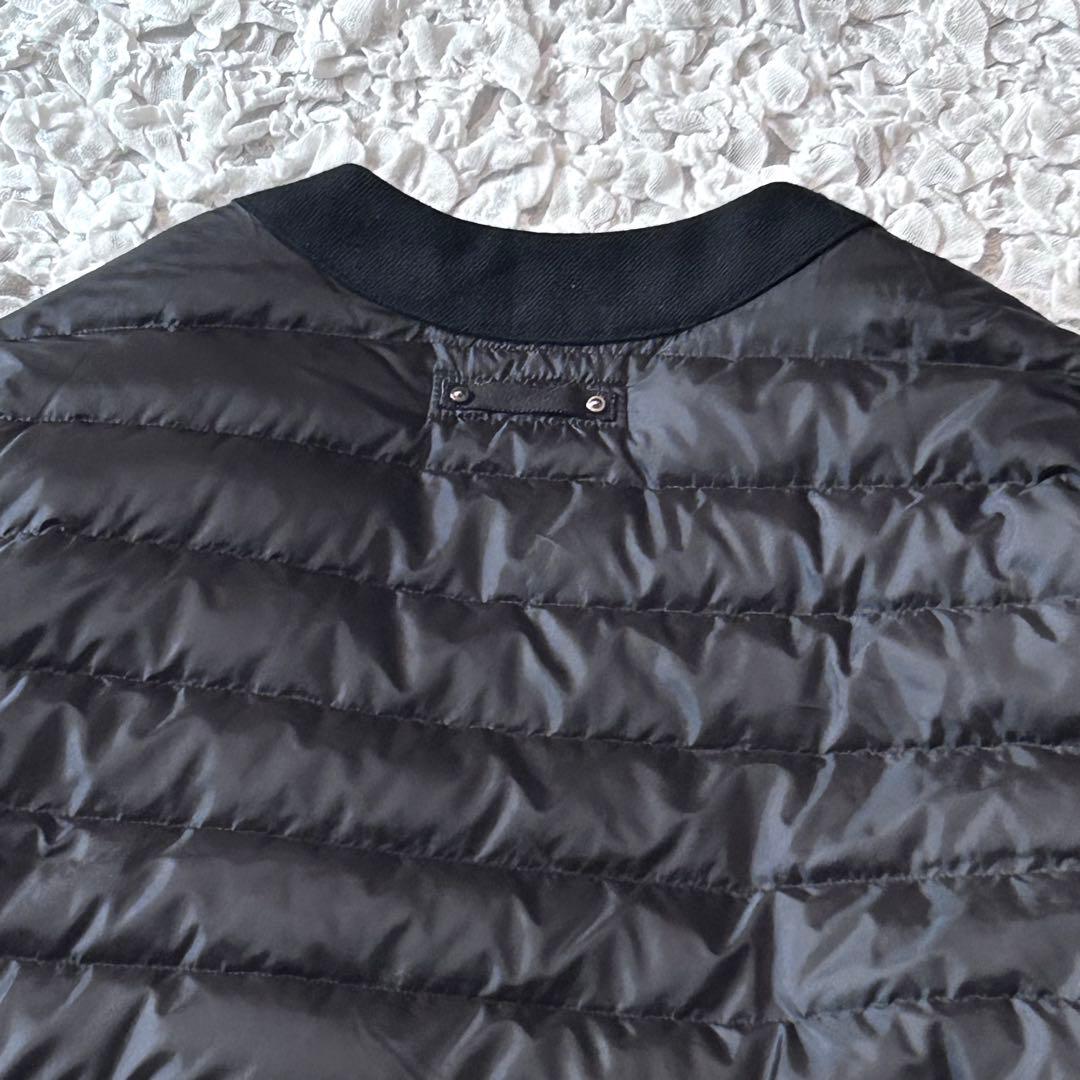 美品 ナノユニバース 西川ダウン ノーカラー ダウンジャケット 黒 nano