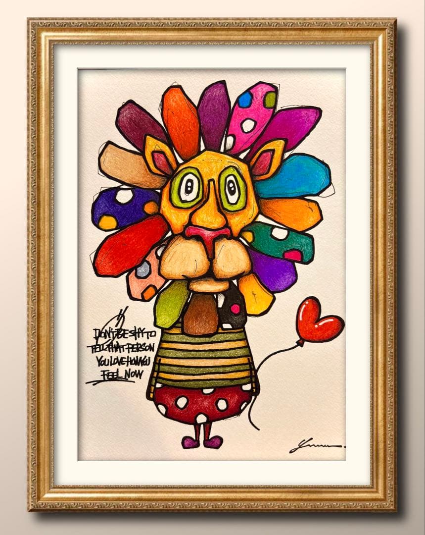 す*ず様 「 幸福のライオン 」｜絵画 原画 抽象画 絵 動物画 ドローイング