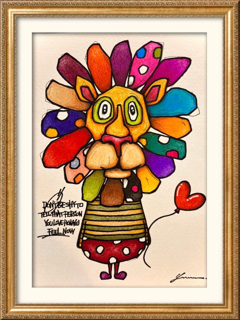 す*ず様 「 幸福のライオン 」｜絵画 原画 抽象画 絵 動物画 ドローイング