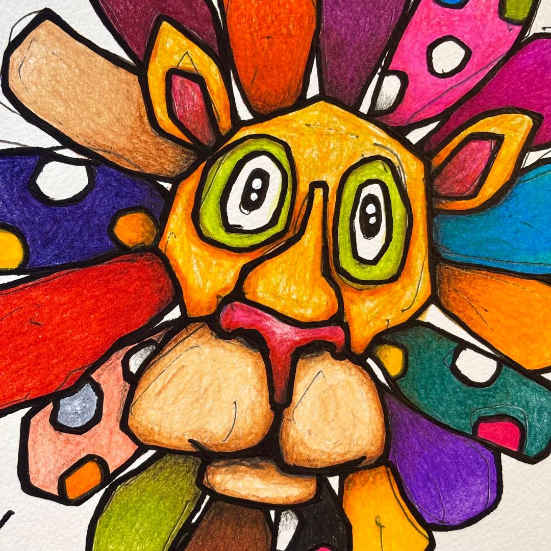 す*ず様 「 幸福のライオン 」｜絵画 原画 抽象画 絵 動物画 ドローイング