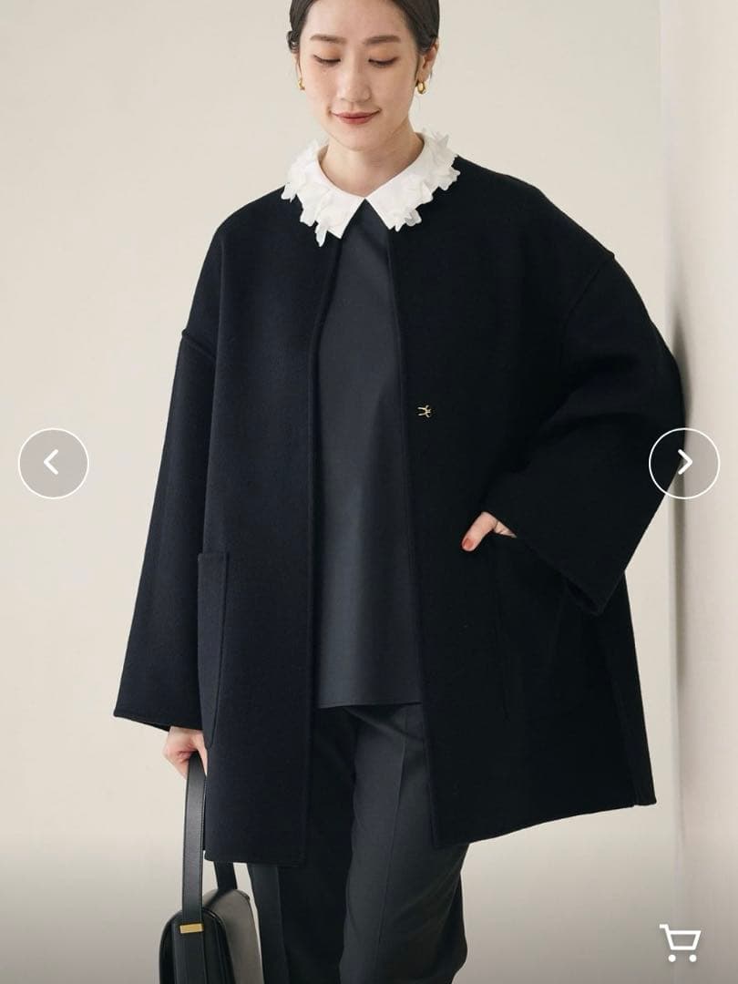 ユナイテッドアローズ　バイカラーリバーミドルコート　ネイビー　38 一度のみ着用